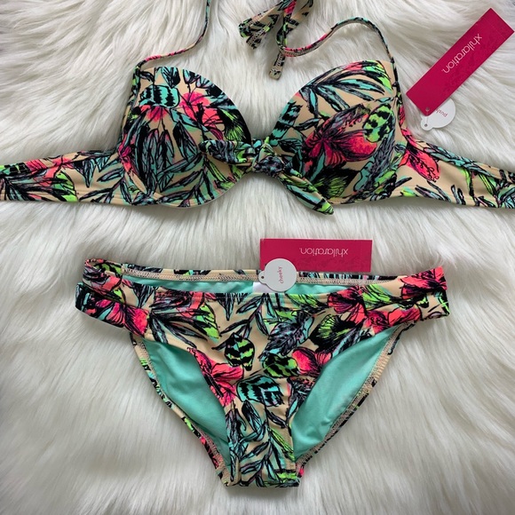 floral push up bikini